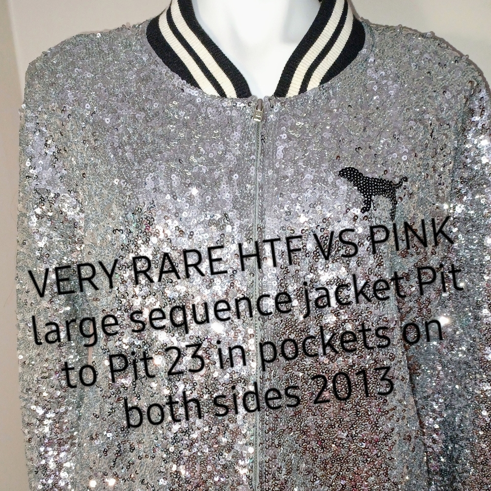 RARE HTF 2013 LARGE varsity jacket  pit to pit 23in gorgeous sequence